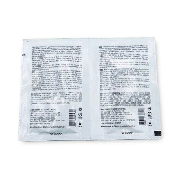 Sachet Muestra Champú 10ml y Mascarilla 10g Dream Pos Química