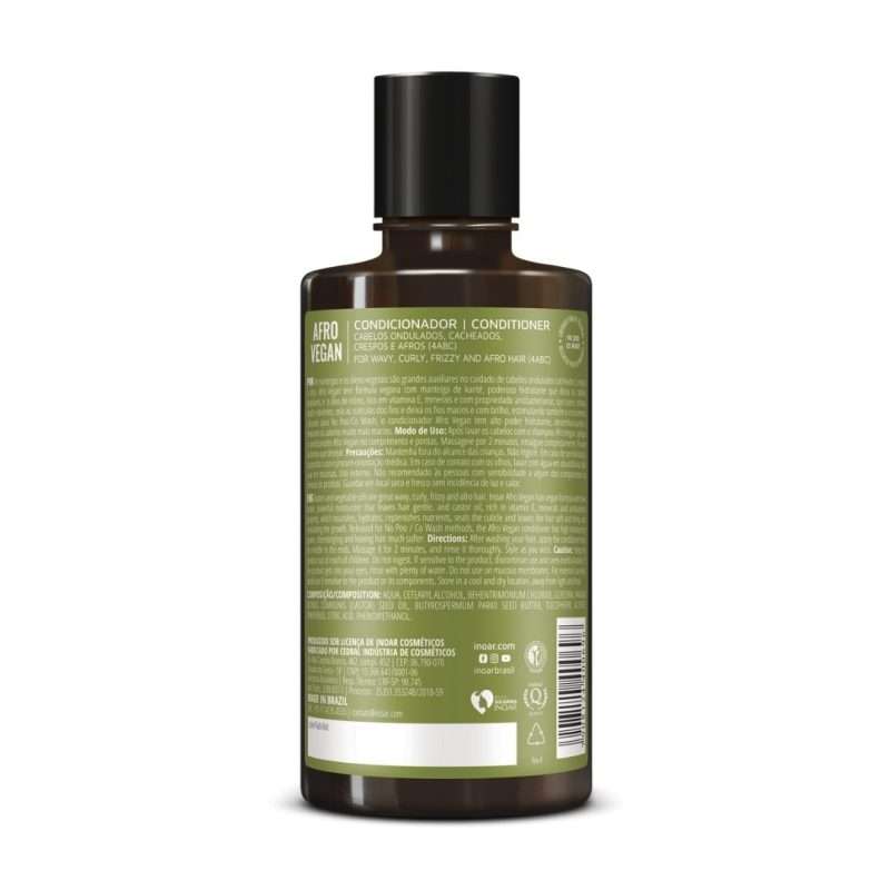 Acondicionador Afro Vegan 300ml etiqueta de Inoar