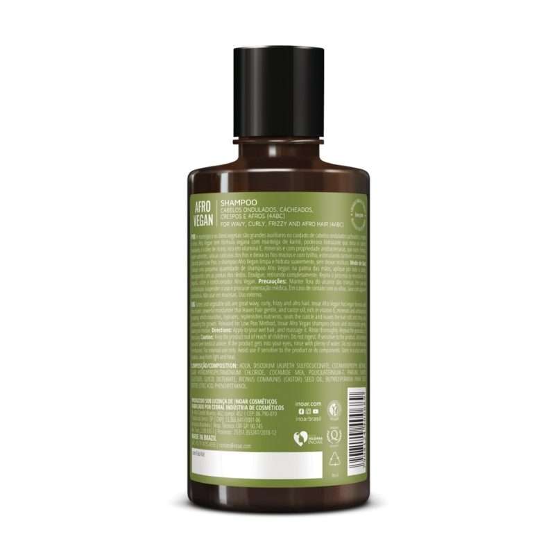 Champú Afro Vegan 300ml etiqueta de Inoar